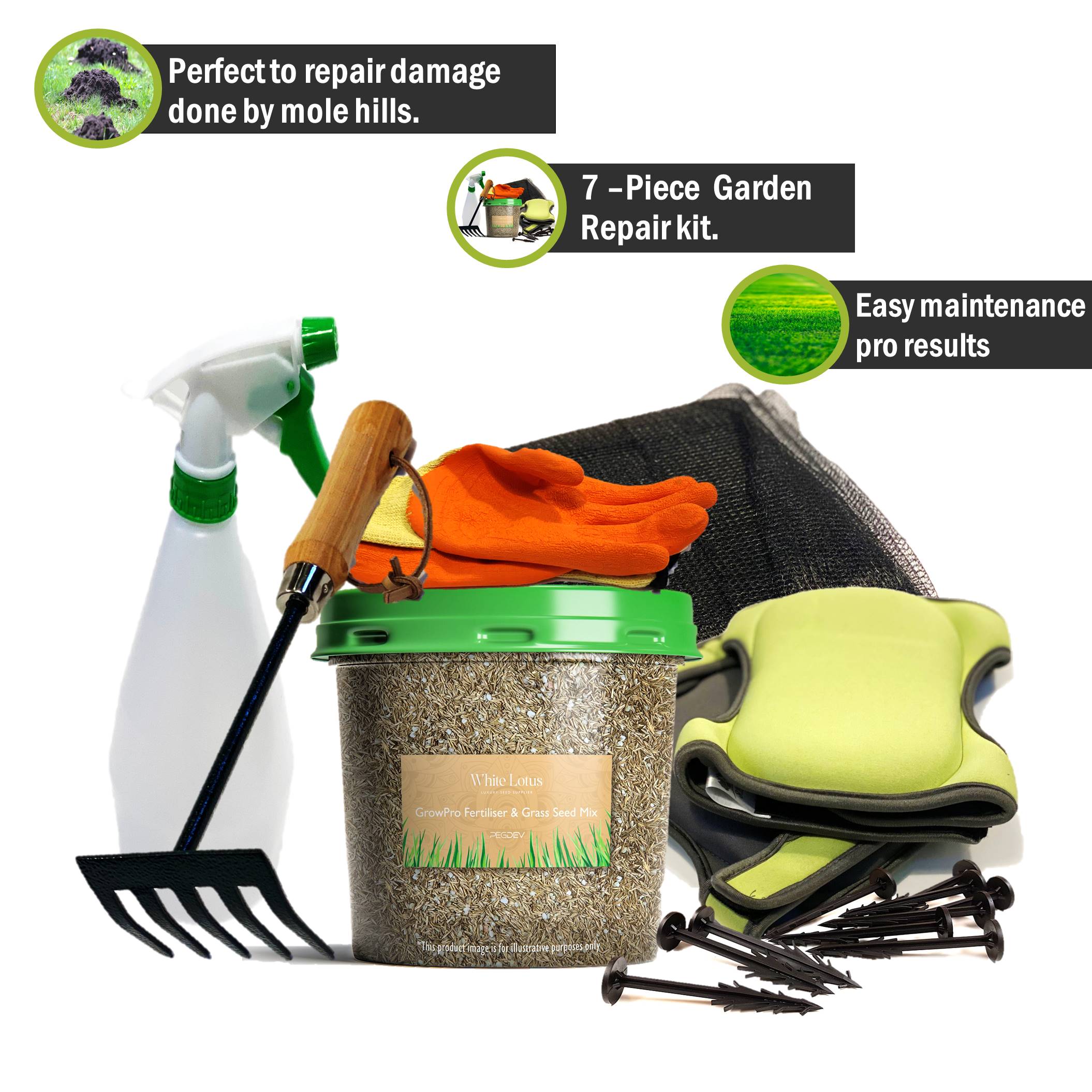 Complete 7-Piece Garden Repair Kit for Easy Maintenance and Professional Results