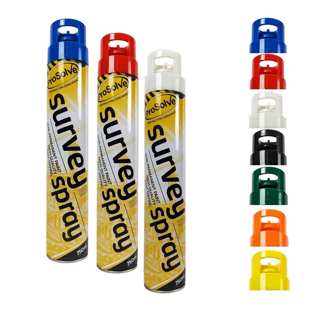 Multi Coloured Survey Line Marker Aerosol Spray | Highly Pigmented, Pack Quantity: 3