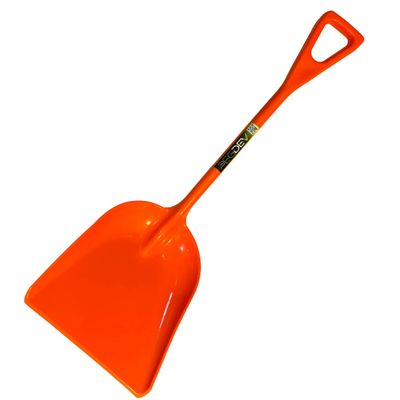 Durable One Piece Poly Grain Shovel, 42.5" Length, 14" Wide head  Heavy Duty Orange Shovel for Agricultural & Industrial Use