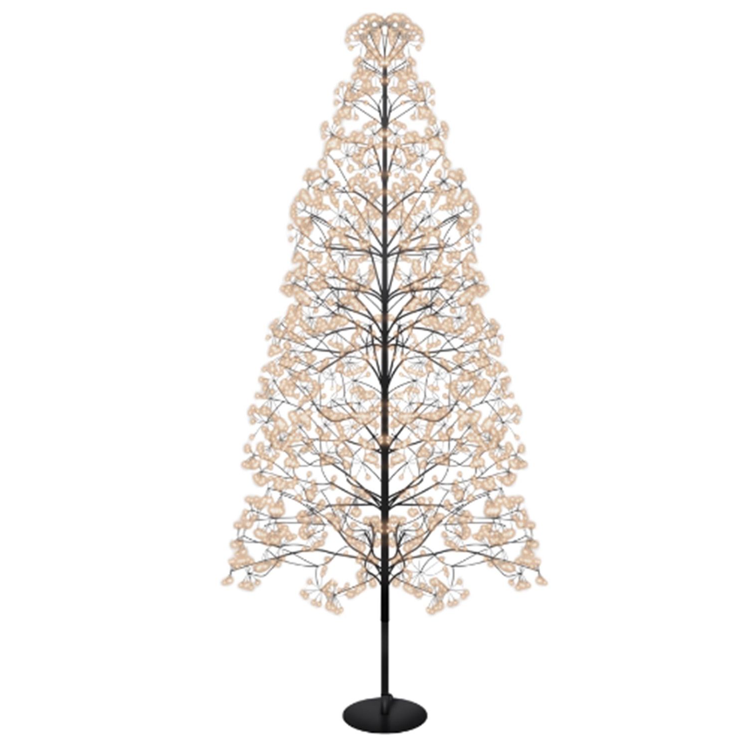 Christmas Pre Lit Firework Tree with 2250 Copper Gold Micro LEDs, Black Frame, Timer, 5m Lead - Indoor & Outdoor Festive Decoration, 1.8m