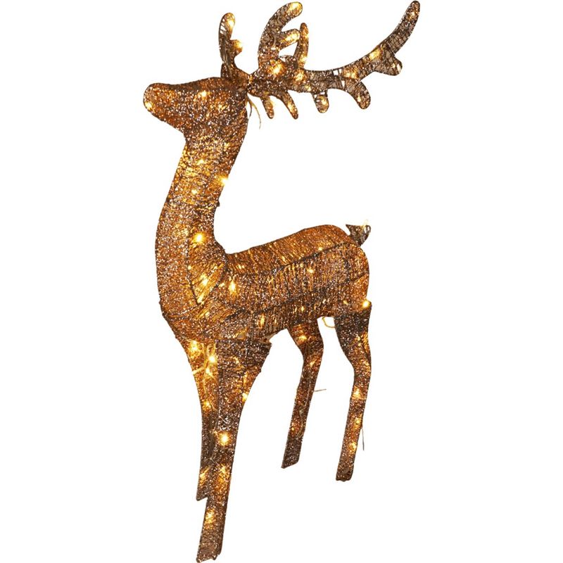 Festive Outdoor Christmas Reindeer Gold LED -  Light Up Decoration with 80 Warm White Lights and Timer