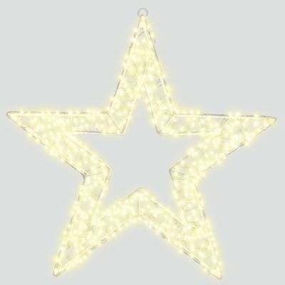 Elegant Christmas Star-Shaped Pre-Lit LED Decoration with 1440 Warm White LEDs, 50cm, 5m Lead, Timer, White Wire Frame – Indoor & Outdoor Use
