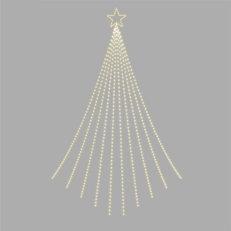 Christmas Waterfall 2D Christmas Tree with 1010 Warm White LEDs, Star Top, Twinkle Effect, Timer, Indoor/Outdoor, Festive Decoration, 3.5m