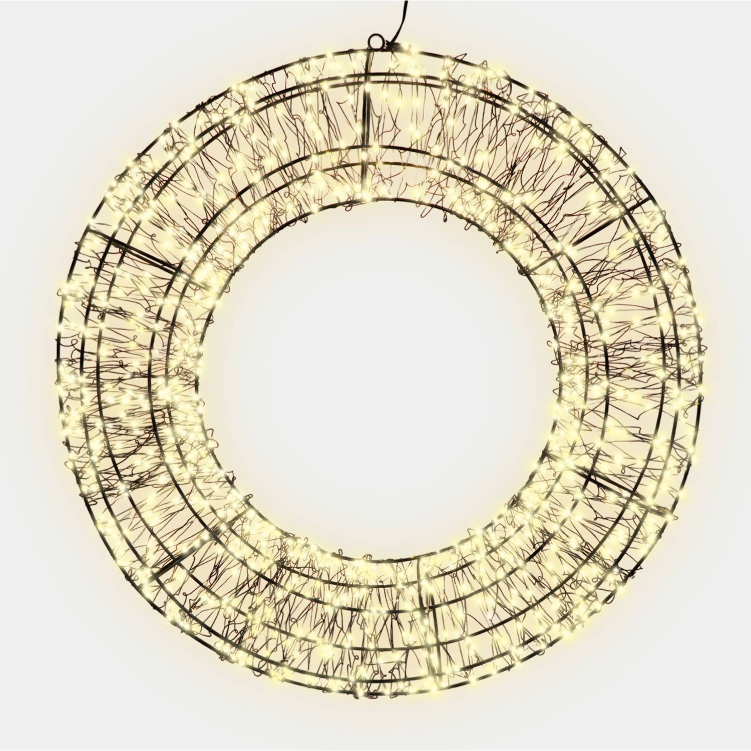 Christmas Pre Lit Wreath, 720 Warm White Micro LEDs with 10% Twinkling, 50cm, 5m Lead, Indoor/Outdoor Use, Timer & Hanging Point