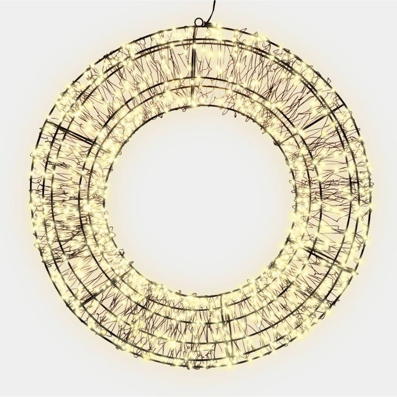 Christmas Pre Lit Wreath, 720 Warm White Micro LEDs with 10% Twinkling, 50cm, 5m Lead, Indoor/Outdoor Use, Timer & Hanging Point