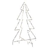 Christmas Pre Lit 3D Christmas Tree with 240 Warm White LEDs, Black Frame, Timer, 3m Lead, Outdoor, Garden Décor, 1.5m