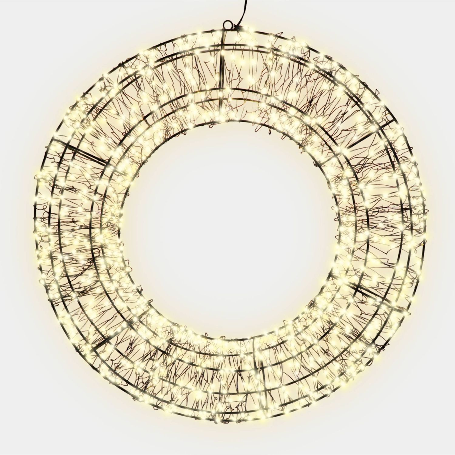 Christmas Pre Lit Wreath, 960 Warm White Micro LEDs with 10% Twinkling, 58cm, 5m Lead, Indoor/Outdoor Use, Timer & Hanging Point