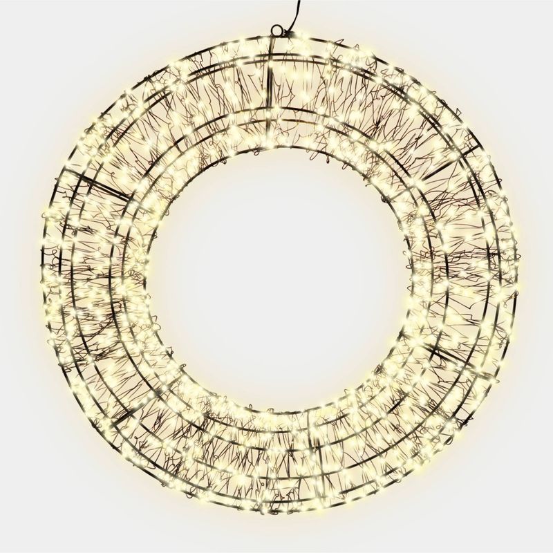 Christmas Pre Lit Wreath, 960 Warm White Micro LEDs with 10% Twinkling, 58cm, 5m Lead, Indoor/Outdoor Use, Timer & Hanging Point