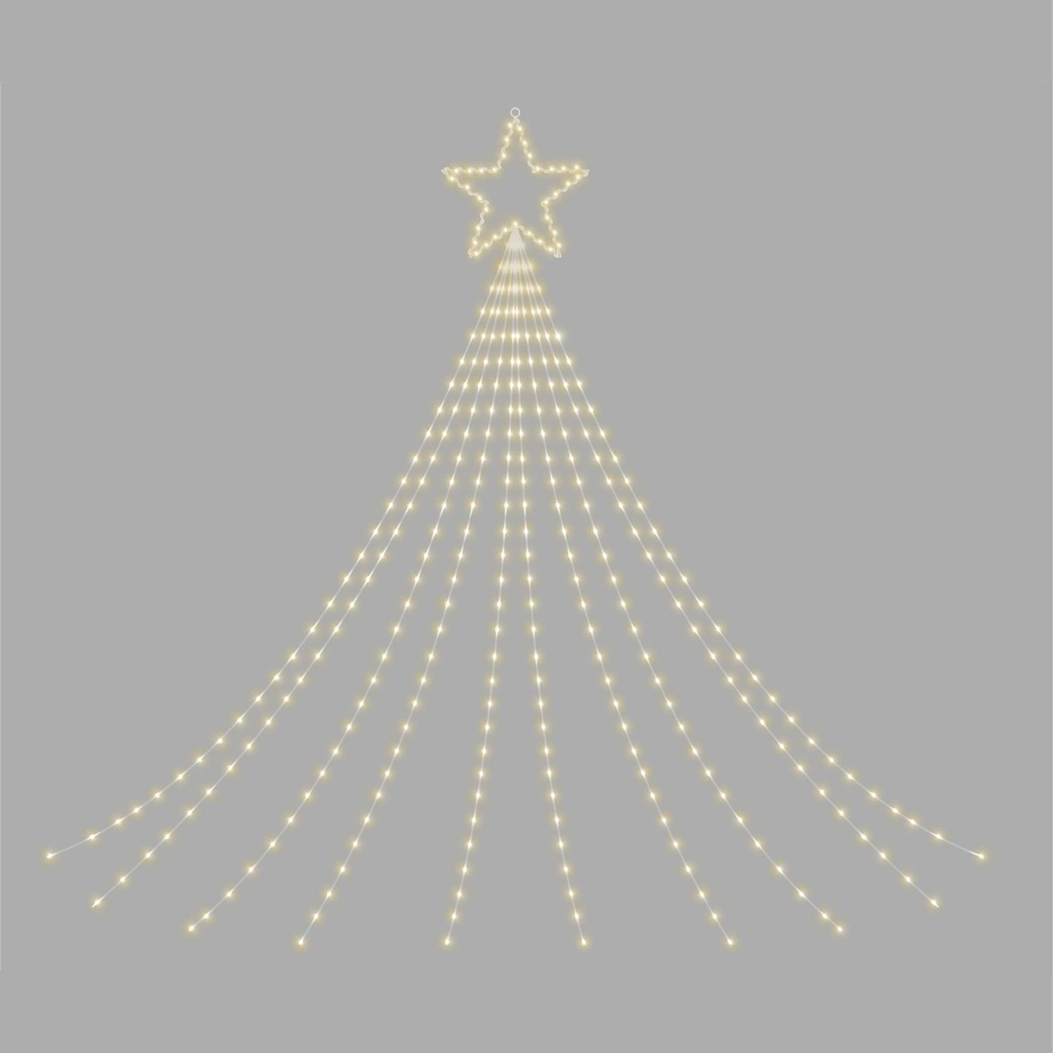 Christmas Waterfall 2D Christmas Tree with 330 Warm White LEDs, Star Top, Twinkle Effect, Timer, Indoor/Outdoor, Festive Decoration, 1.5m