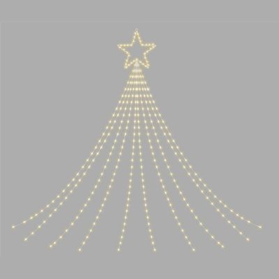 Christmas Waterfall 2D Christmas Tree with 330 Warm White LEDs, Star Top, Twinkle Effect, Timer, Indoor/Outdoor, Festive Decoration, 1.5m