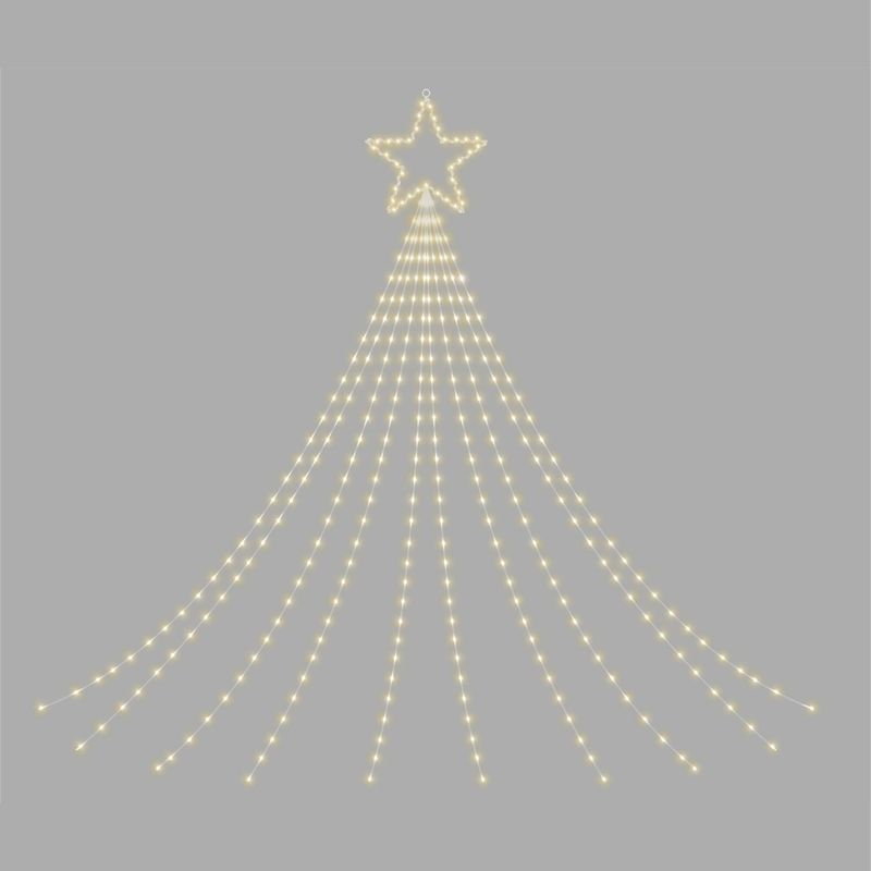 Christmas Waterfall 2D Christmas Tree with 330 Warm White LEDs, Star Top, Twinkle Effect, Timer, Indoor/Outdoor, Festive Decoration, 1.5m