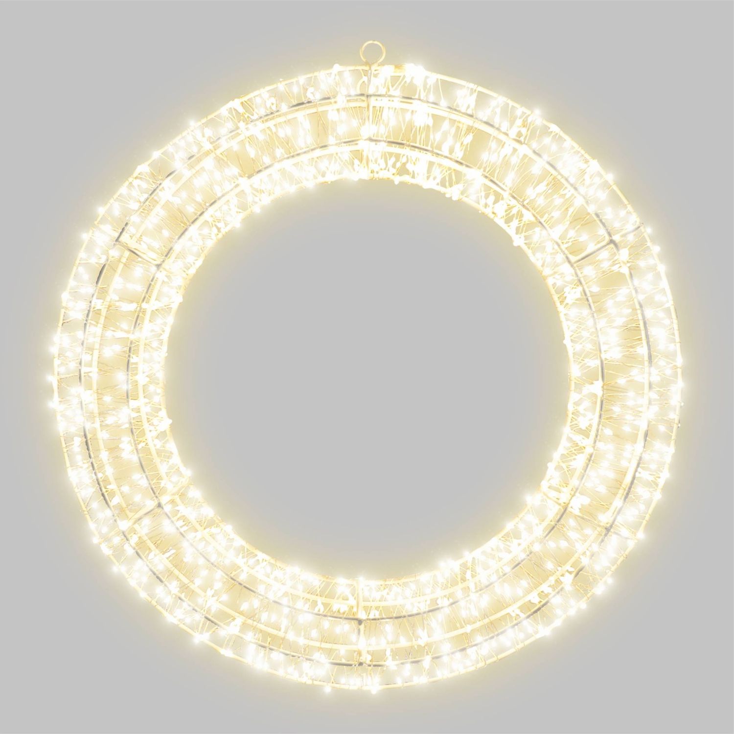 Elegant Christmas Wreath Pre-Lit LED Decoration with 1440 Warm White LEDs, 50cm, 5m Lead, Timer, White Wire Frame – Indoor & Outdoor Use