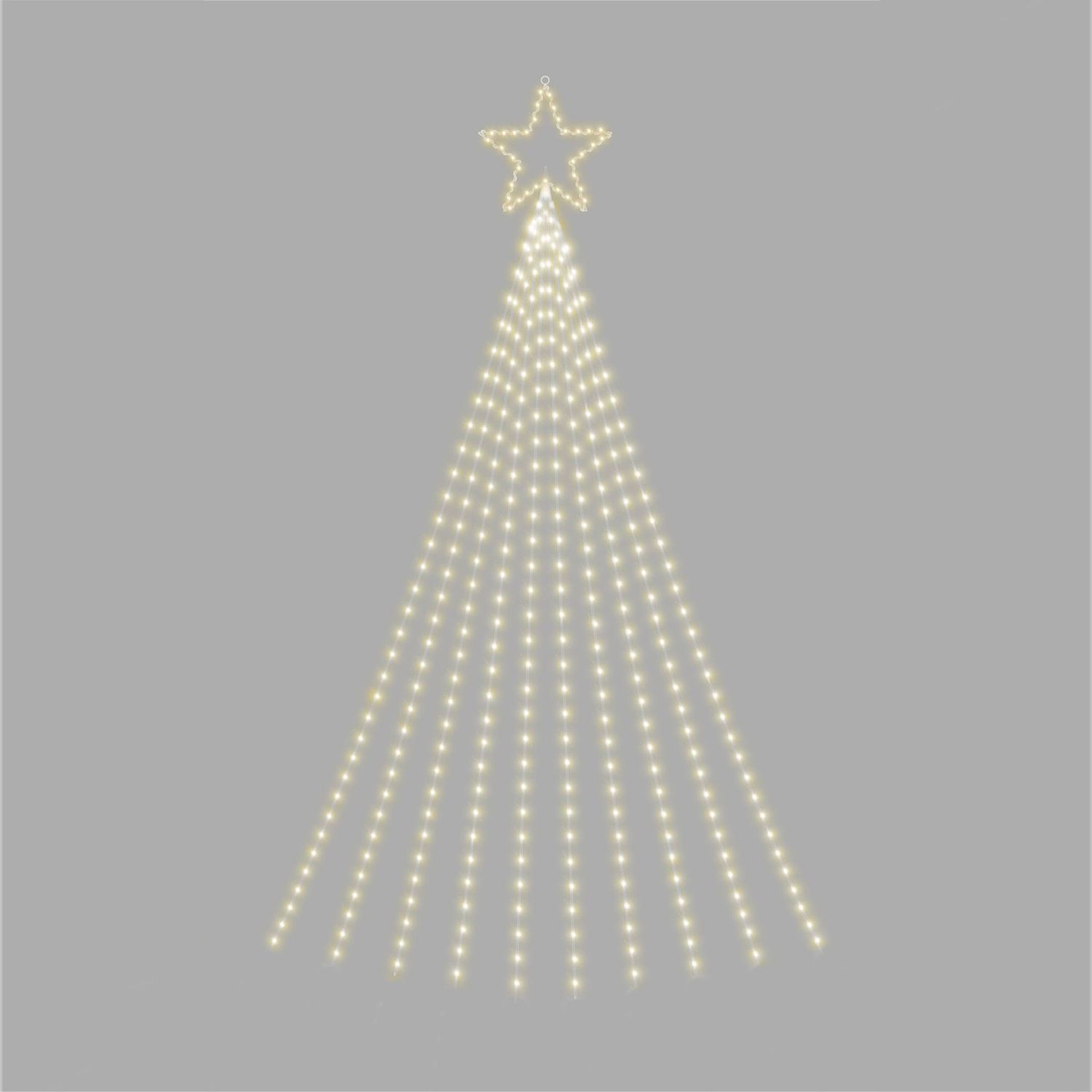 Christmas Waterfall 2D Christmas Tree with 630 Warm White LEDs, Star Top, Twinkle Effect, Timer, Indoor/Outdoor, Festive Decoration, 2.4m