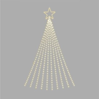 Christmas Waterfall 2D Christmas Tree with 630 Warm White LEDs, Star Top, Twinkle Effect, Timer, Indoor/Outdoor, Festive Decoration, 2.4m
