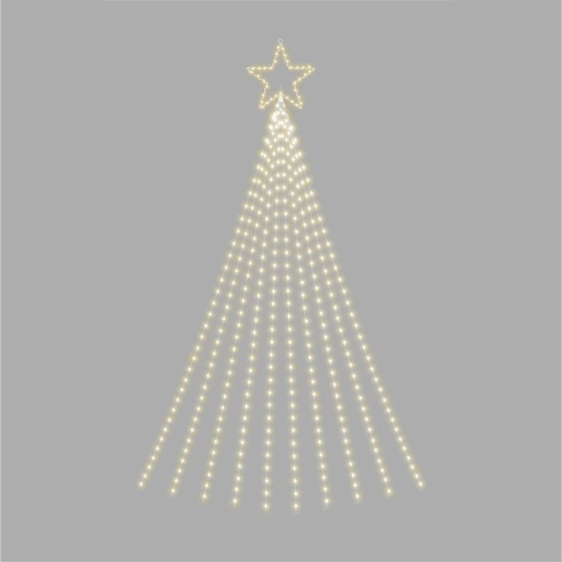 Christmas Waterfall 2D Christmas Tree with 630 Warm White LEDs, Star Top, Twinkle Effect, Timer, Indoor/Outdoor, Festive Decoration, 2.4m