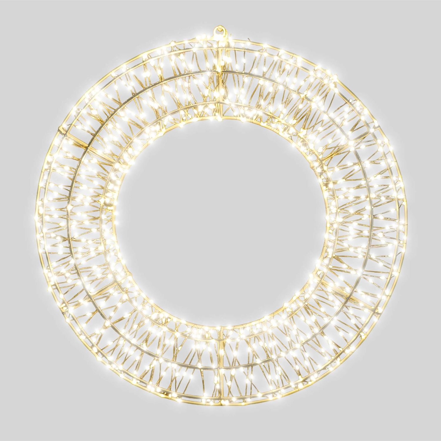 Christmas Pre Lit Micro LED Wreath with Timer, 70x9cm, Warm White, 1200 Micro LEDs, 5m Lead, Indoor/Outdoor