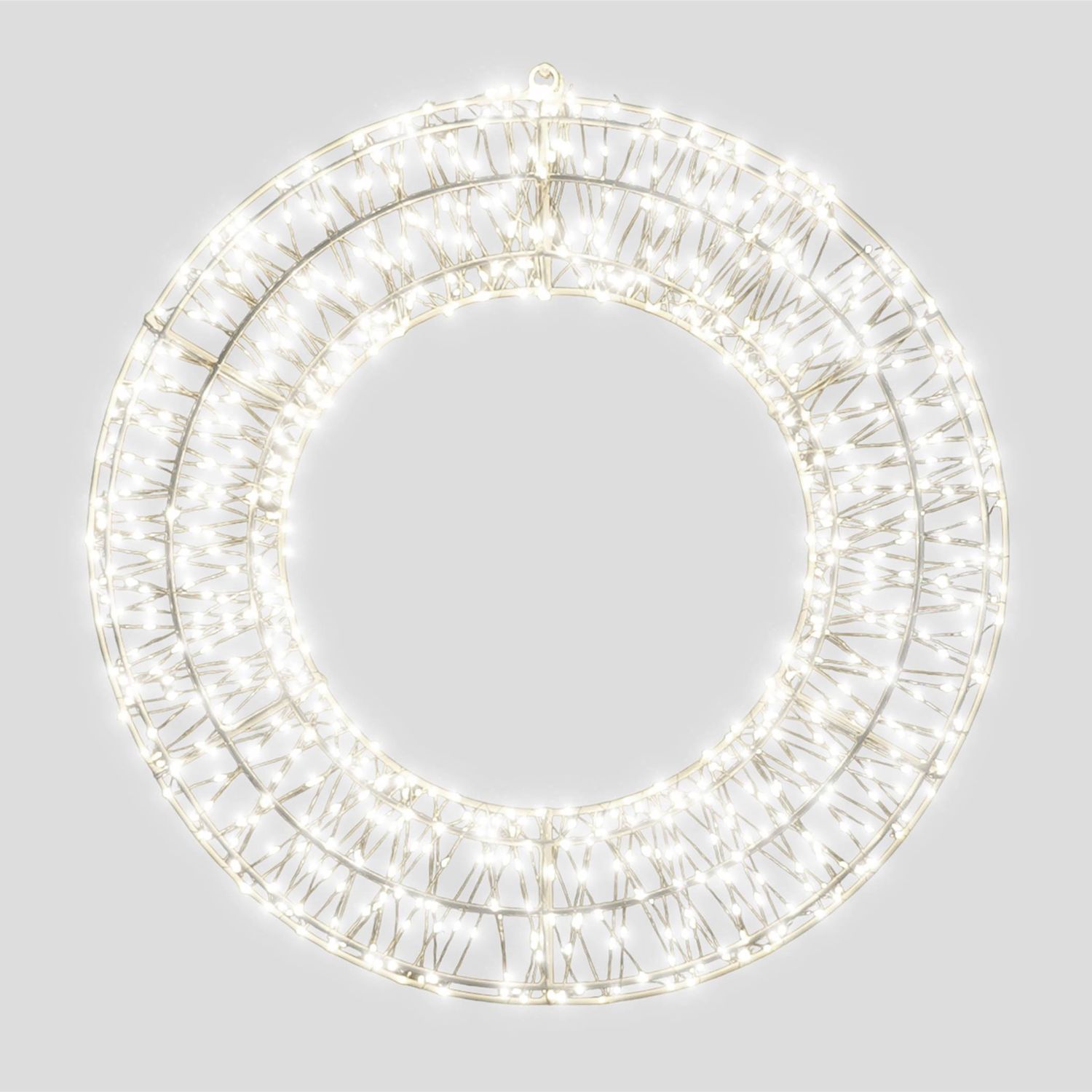 Christmas Pre Lit Micro LED Wreath with Timer, 70x9cm, Cool White, 1200 Micro LEDs, 5m Lead, Indoor/Outdoor