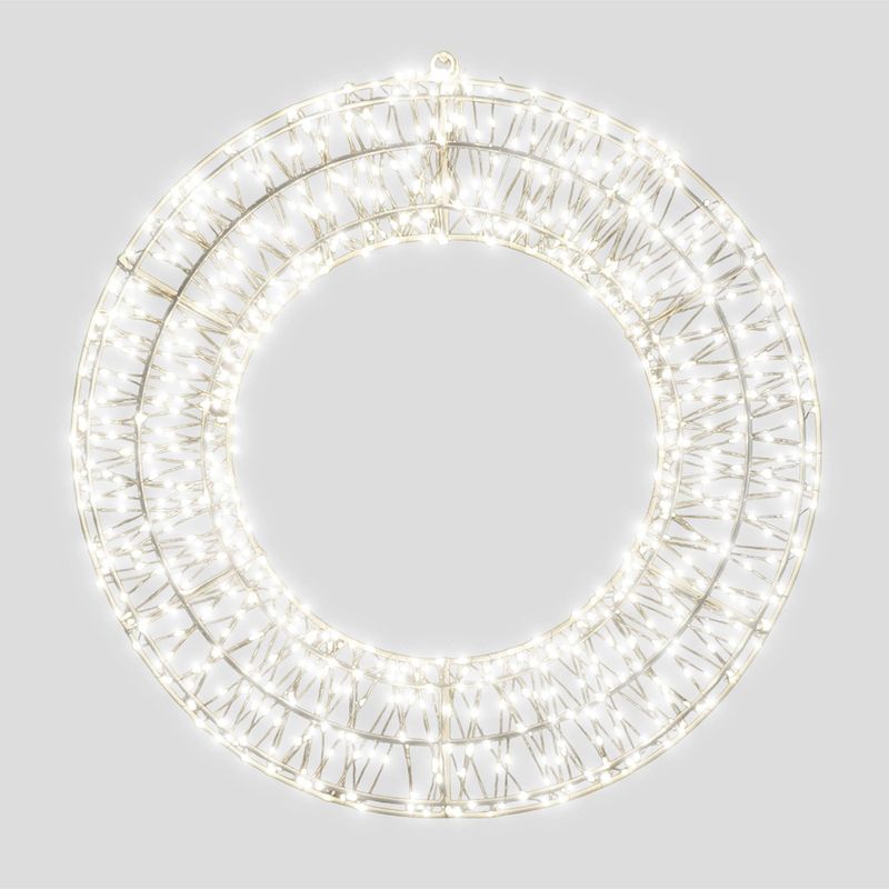 Christmas Pre Lit Micro LED Wreath with Timer, 70x9cm, Cool White, 1200 Micro LEDs, 5m Lead, Indoor/Outdoor