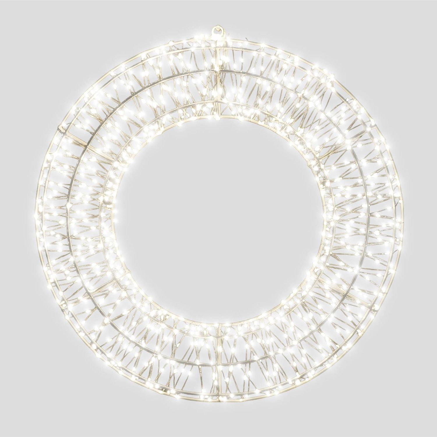 Christmas Pre Lit Micro LED Wreath with Timer, 50x5cm, Cool White, 720 Micro LEDs, 5m Lead, Indoor/Outdoor