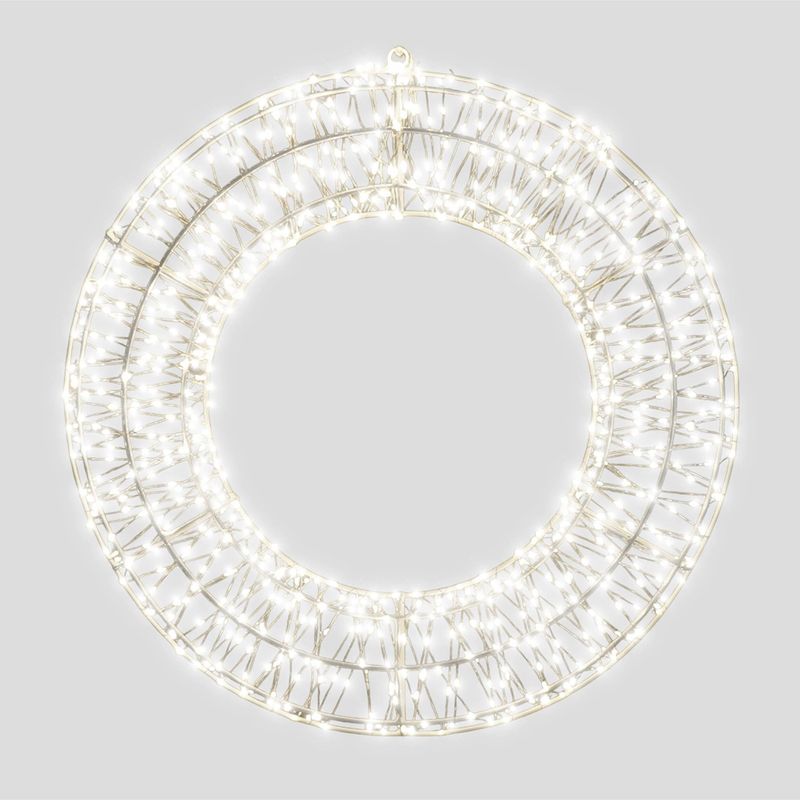 Christmas Pre Lit Micro LED Wreath with Timer, 50x5cm, Cool White, 720 Micro LEDs, 5m Lead, Indoor/Outdoor