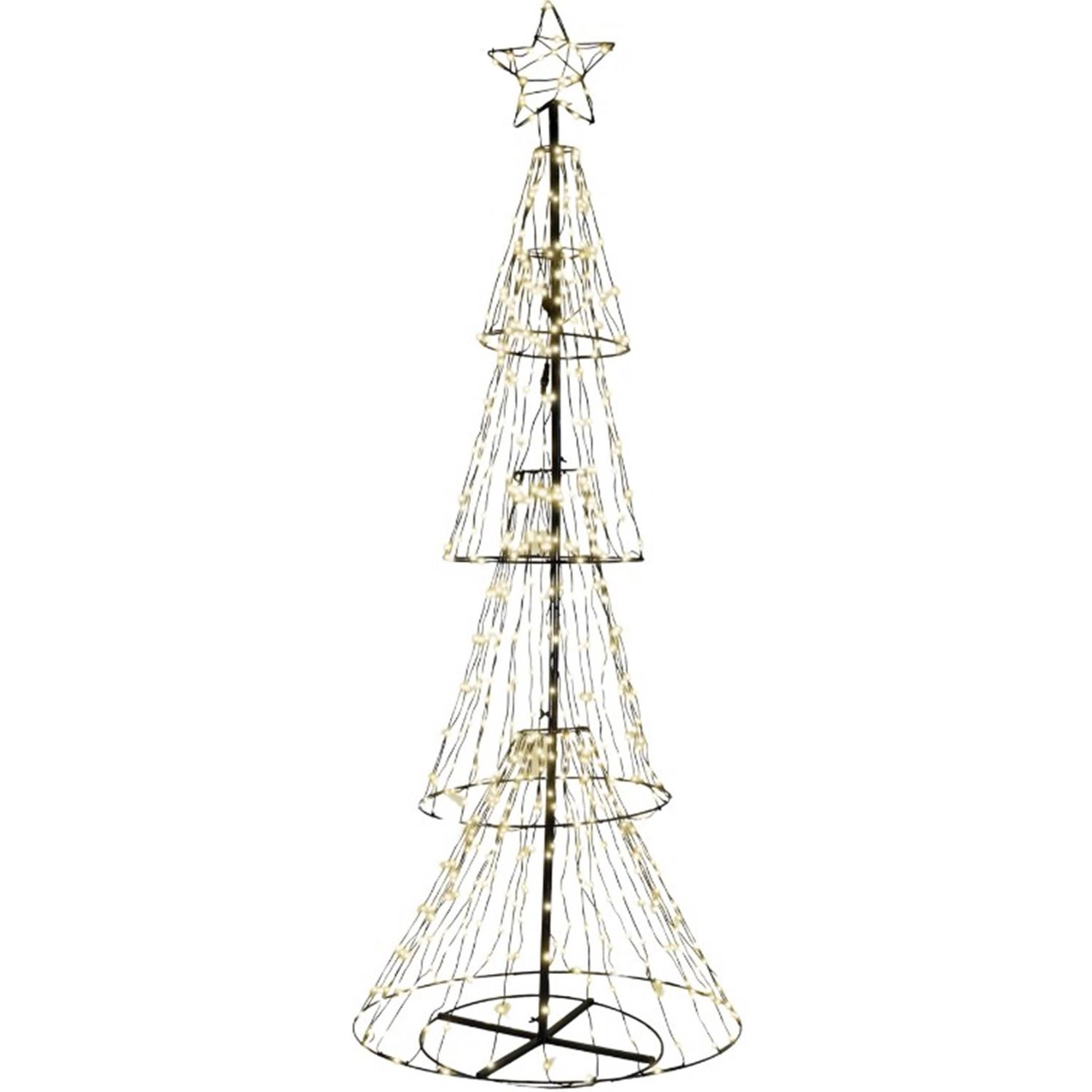 Christmas Pre Lit 3D Christmas Tree with 550 Warm White LEDs, 8 Pattern Timer, Star Top, Black Frame, 5m Lead for Indoor/Outdoor Festive Décor, 2.1m