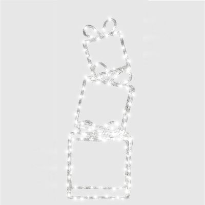 Pre Lit Stack of 3 Christmas Presents with 40 Warm White LEDs, 5m Lead, Timer Function - Indoor/Outdoor Festive Decoration