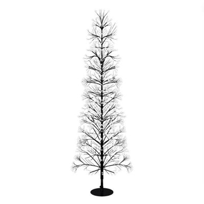 Christmas Pre Lit Firework Tree with 2000 Warm White Micro LEDs, Timer, Black Frame, 5m Lead, Indoor/Outdoor Festive Decoration, 1.5m