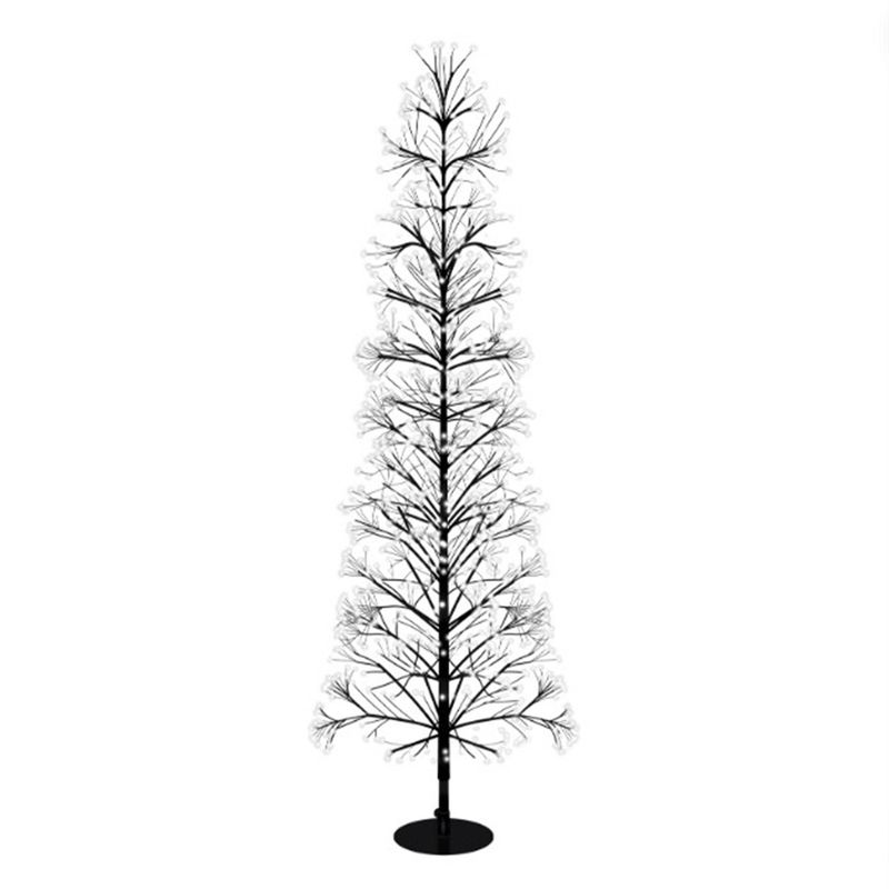 Christmas Pre Lit Firework Tree with 2000 Warm White Micro LEDs, Timer, Black Frame, 5m Lead, Indoor/Outdoor Festive Decoration, 1.5m