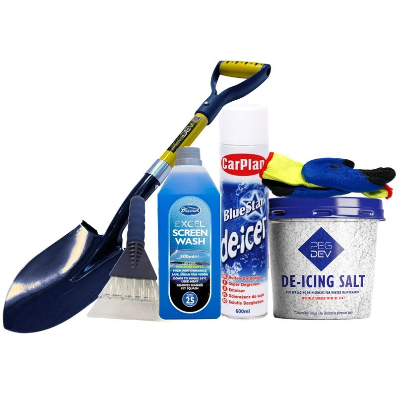 Deluxe Emergency Winter Car Kit – 28" Round Mouth Micro Shovel Included