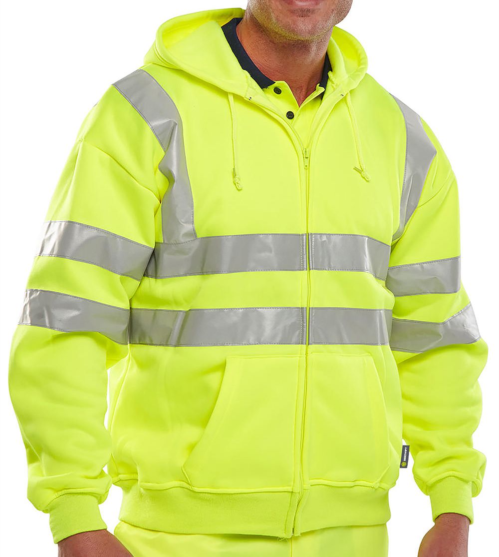 Essential Hi-Vis Zipped Hoodie Yellow