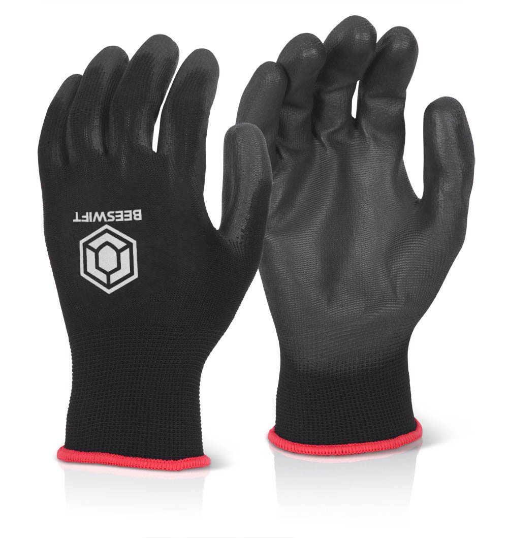 Pu Coated Gloves Black (Pack of 10)