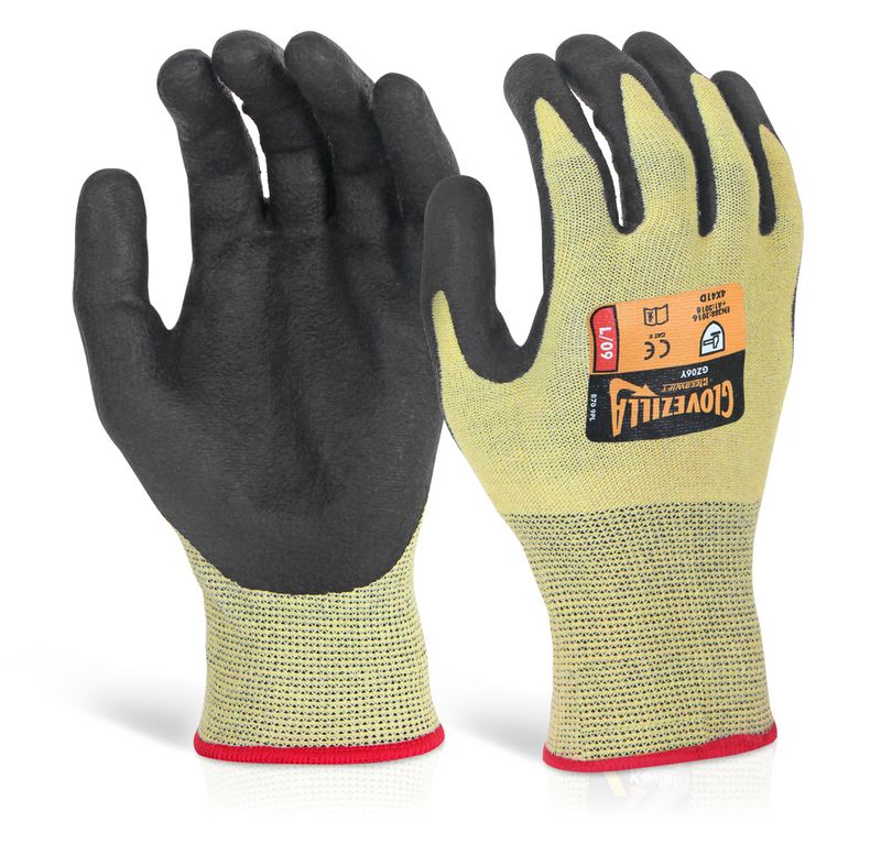 Glovezilla Nitrile Palm Coated Gloves Yellow