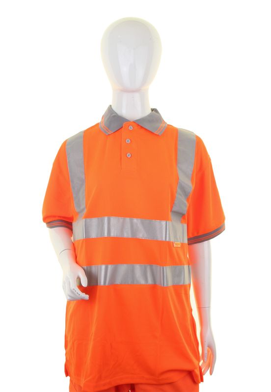 Ladies Hi-Vis Short Sleeve Rail Spec Polo Shirt Orange