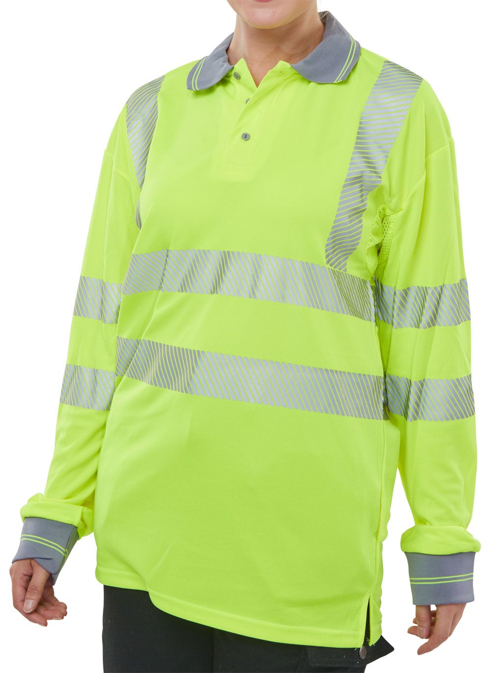 Executive Hi-Vis Long Sleeve Polo Shirt Yellow