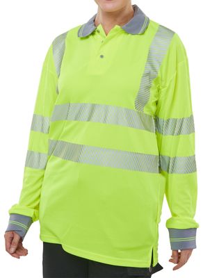 Executive Hi-Vis Long Sleeve Polo Shirt Yellow