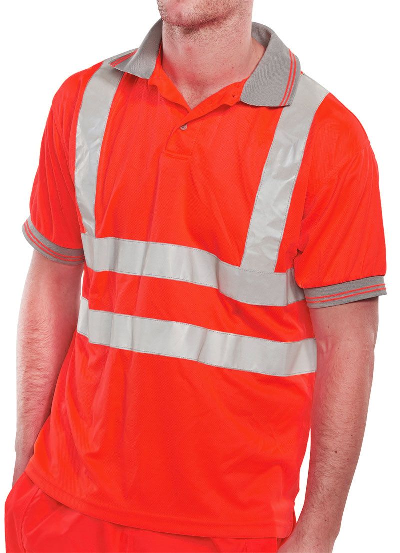 Short Sleeve Hi-Vis Polo Shirt Red
