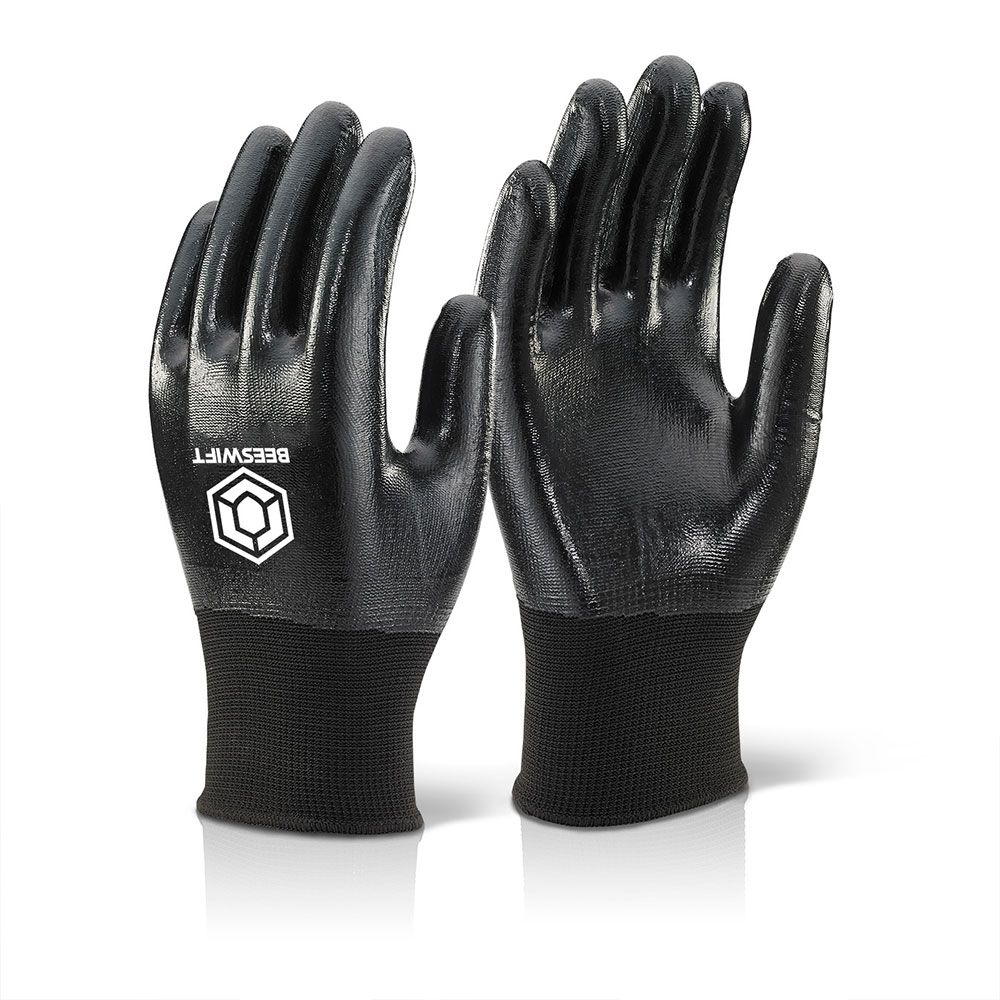Nitrile Fully Coated Polyester Gloves Black
