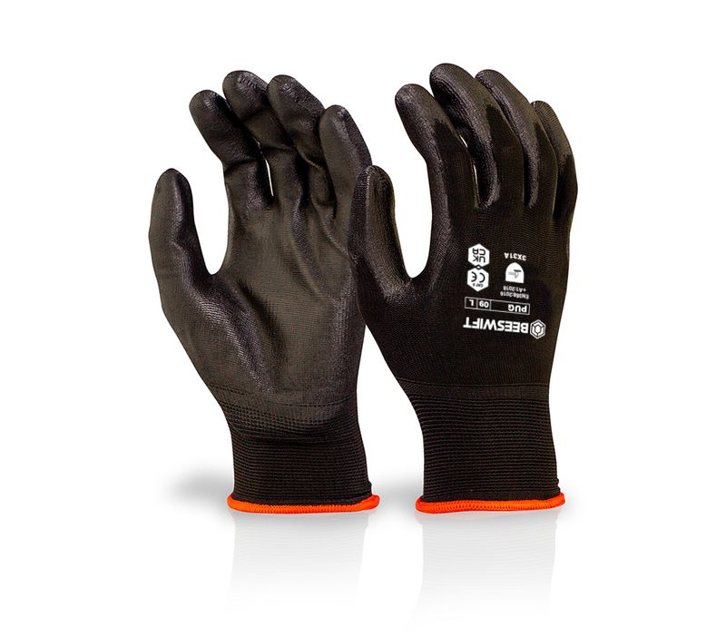 Pu Coated Gloves Black