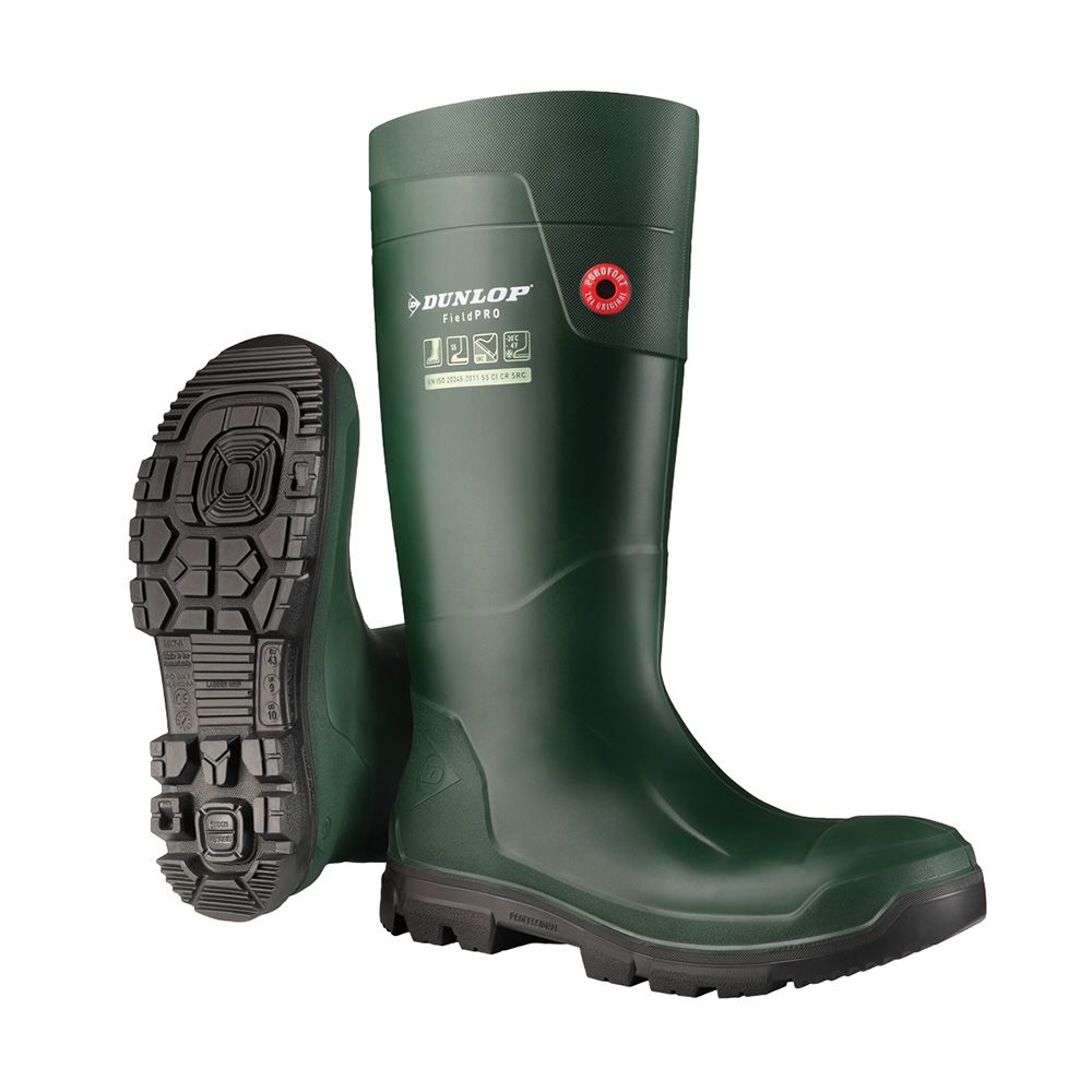 Dunlop Purofort Fieldpro Full Safety Wellington Green