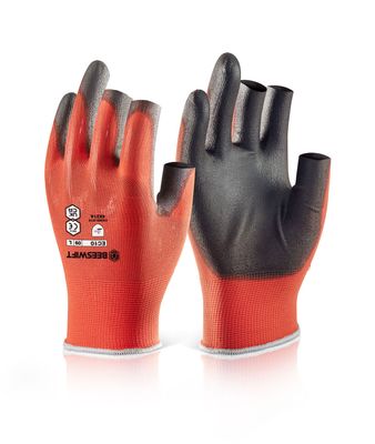Pu Coated 3 Fingerless Gloves (Pack of 10)