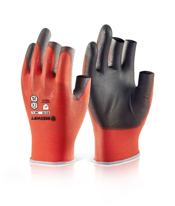 Pu Coated 3 Fingerless Gloves (Pack of 10)