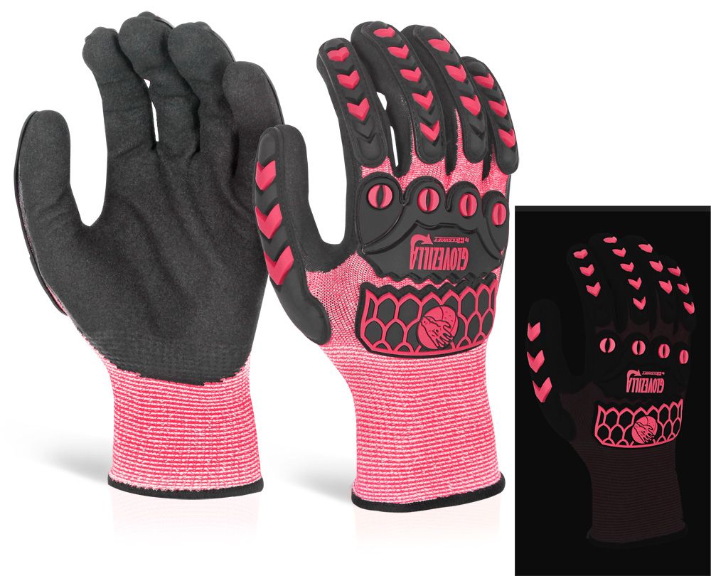 Glovezilla Glow In The Dark Foam Nitrile Coated Gloves