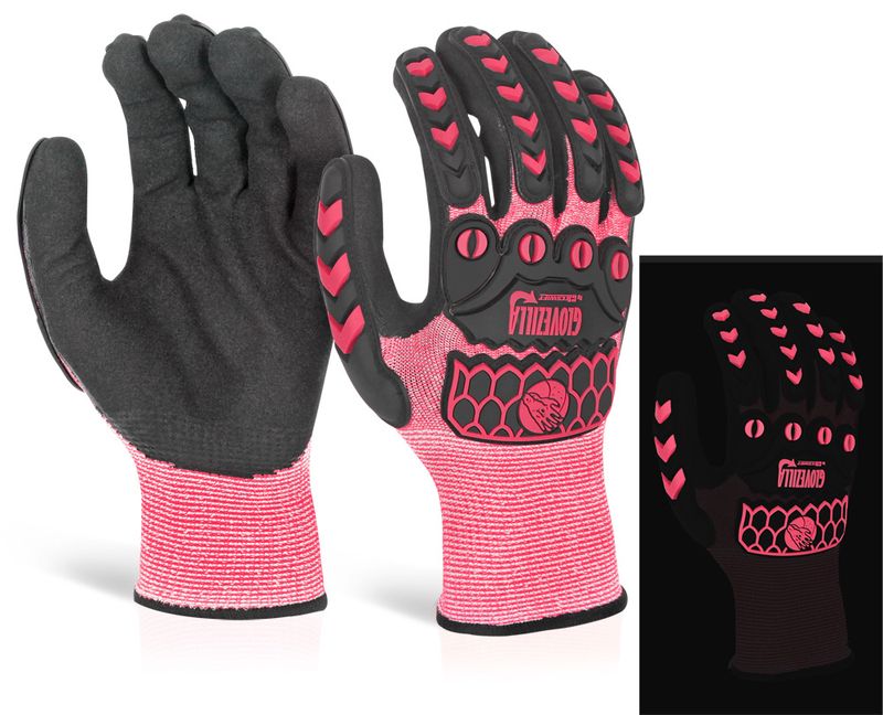 Glovezilla Glow In The Dark Foam Nitrile Coated Gloves