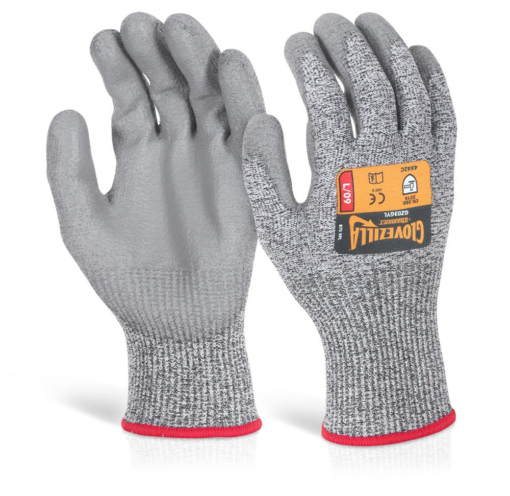 Glovezilla Pu Palm Coated Gloves Grey