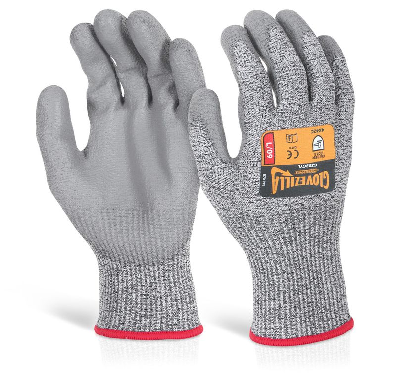 Glovezilla Pu Palm Coated Gloves Grey
