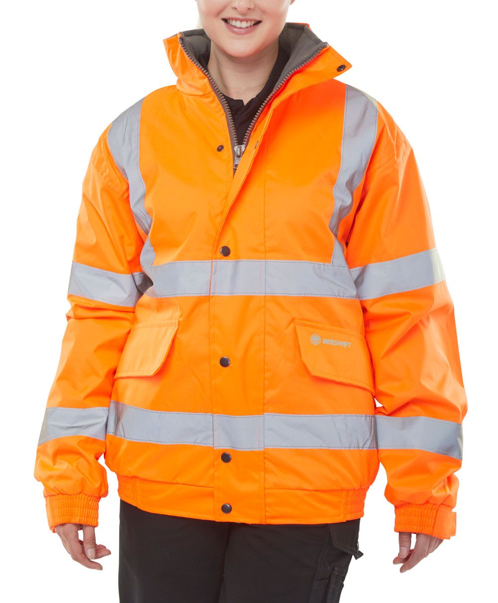 Hi-Vis Fleece Lined Bomber Jacket Orange