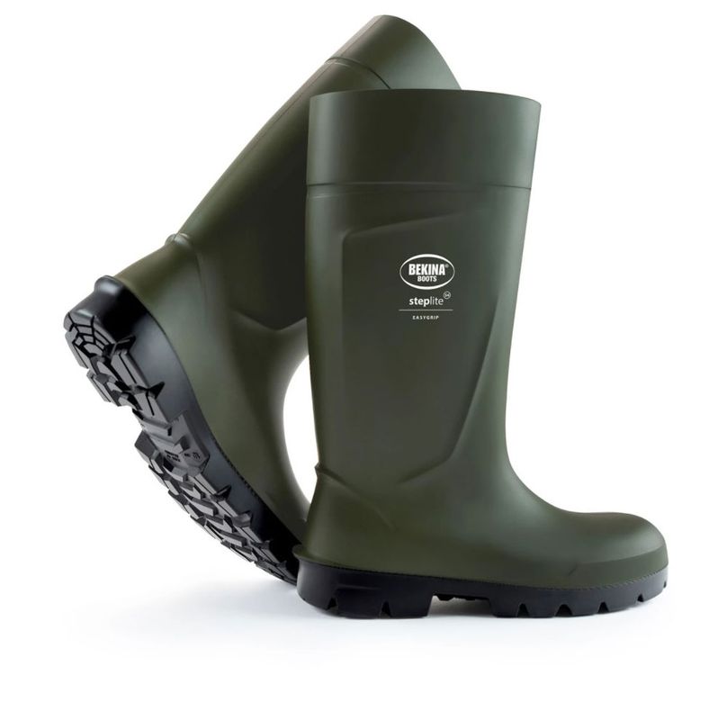 Bekina Steplite Easy Grip Non Safety Wellingtons Green