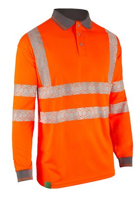 Envirowear Hi-Vis Long Sleeve Recyclable Polo Shirt Orange
