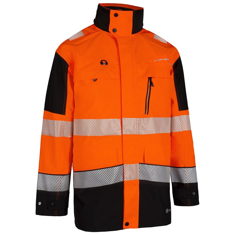 Deltic Hi-Vis Two-Tone Ripstop Breathable And Waterproof Rail Jacket Black