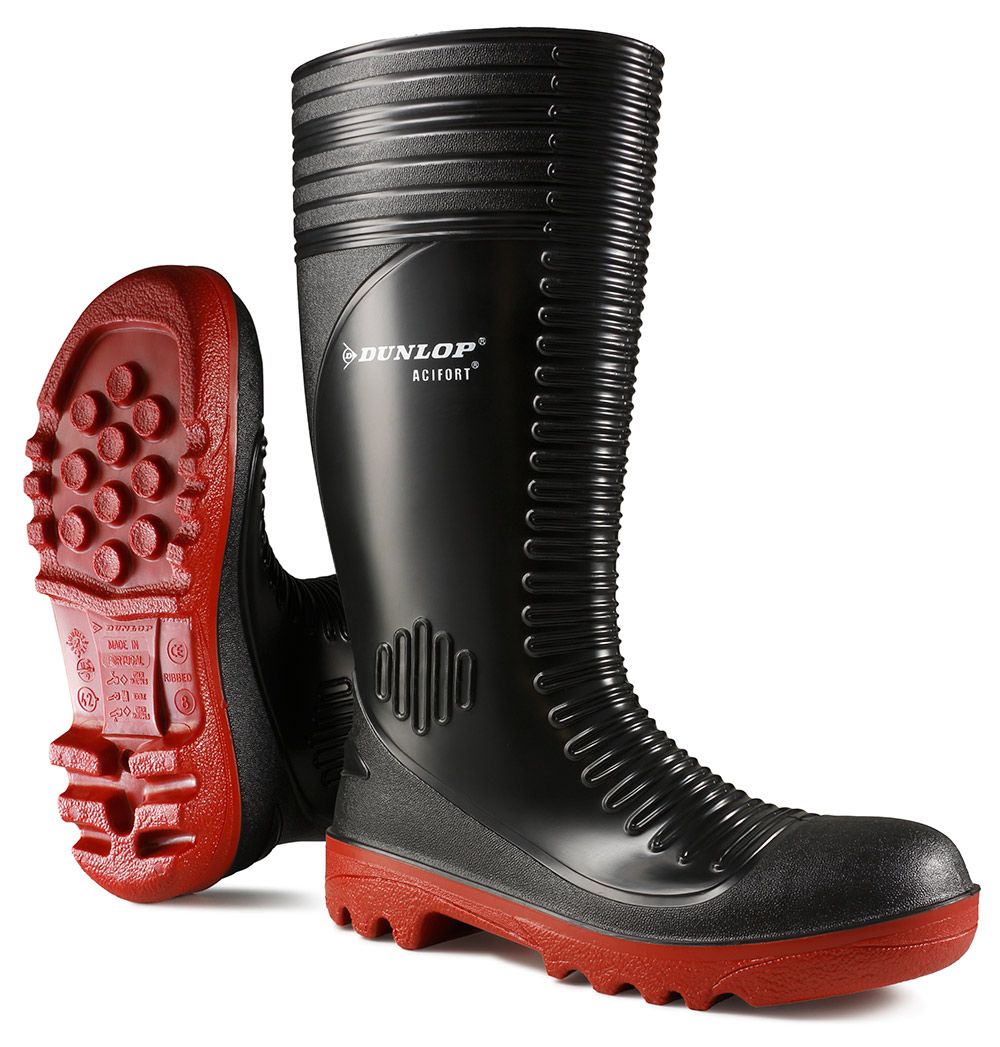 Dunlop Acifort Ribbed Full Safety Wellingtons Black